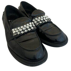 AGL Patent Leather Loafers Lola Mixed Crystal Shoes Flats Size 39.5 9 Women's